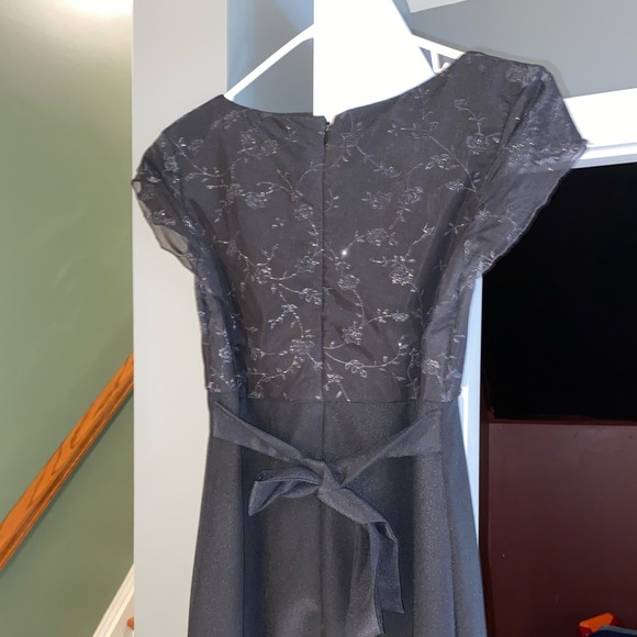 FORMAL FASHION BLACK FLORAL DETAILED WOMENS DRESS - Picture 4 of 12